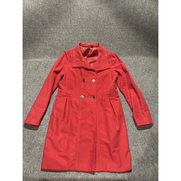 MNG BY Mango Coat Women’s Size Medium Red Long Sleeve Full Length - Picture 1 of 10